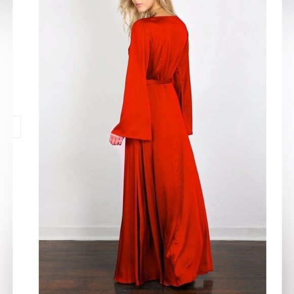 Revolve SOAH Delilah Wrap Maxi Dress Silk Coral Red XS / Small - Picture 4 of 11